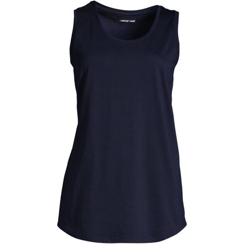 Lands End Womens Cotton Tank Top Black Regular X-Large