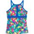 Women's Plus Size DD-Cup Keyhole High Neck Modest Tankini Top Swimsuit Adjustable Straps Print, Front