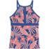 Women's DDD-Cup Tummy Control Keyhole High Neck Tankini Top Swimsuit Adjustable Straps Print, Front