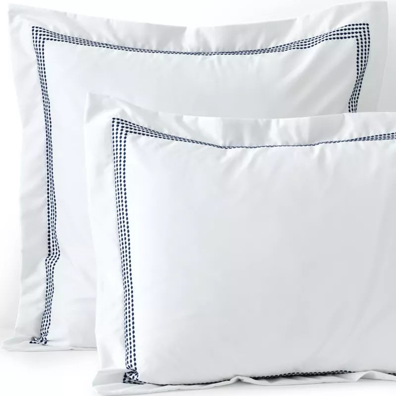400 Thread Count Premium Supima Cotton No Iron Sateen Embroidered Pillow Sham, Front
