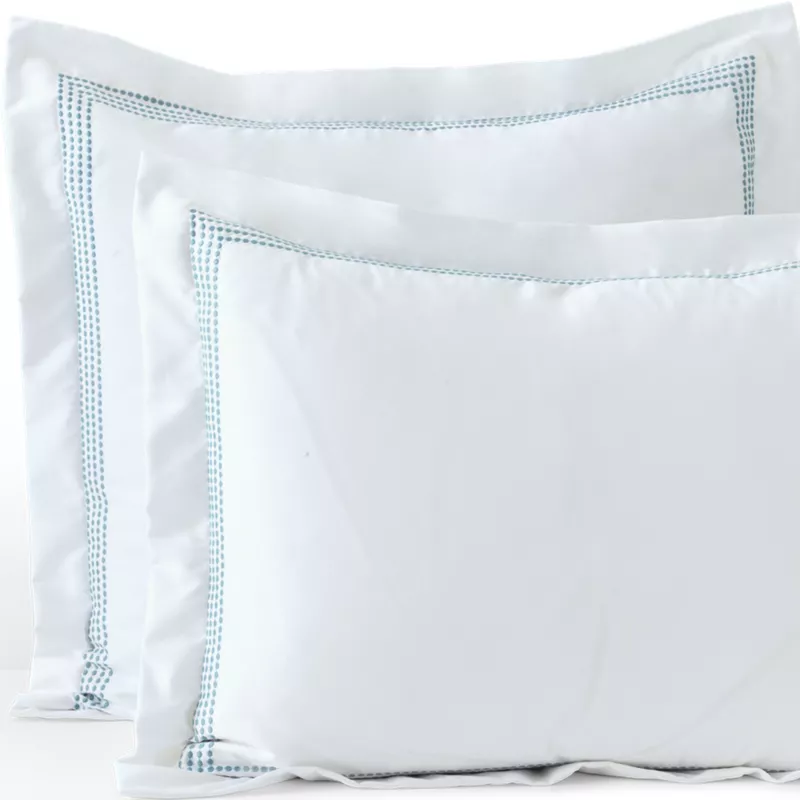 400 Thread Count Premium Supima Cotton No Iron Sateen Embroidered Pillow Sham, Front
