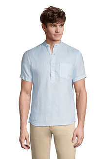 Men's Grandad Collar Linen Shirt
