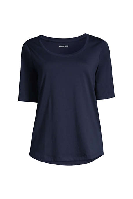 Women's Elbow Sleeve Supima Cotton Scoop Neck T-Shirt