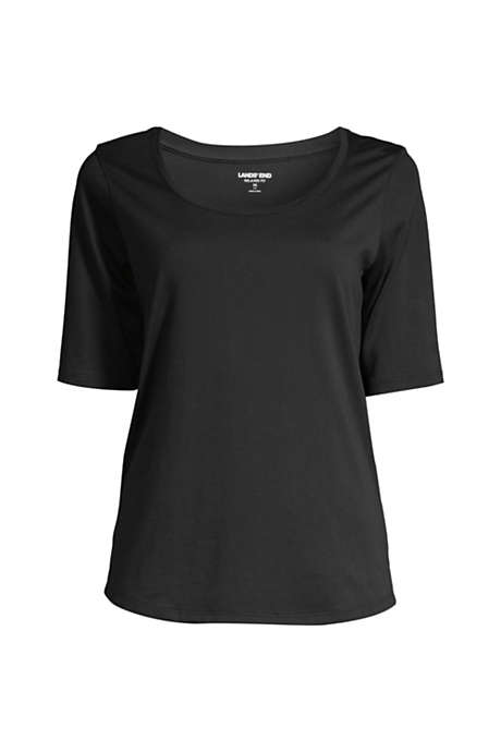 Women's Elbow Sleeve Supima Cotton Scoop Neck T-Shirt