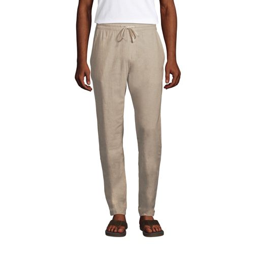 Pantalon en Coton et Lin Taille Elastiquée, Homme Stature Standard