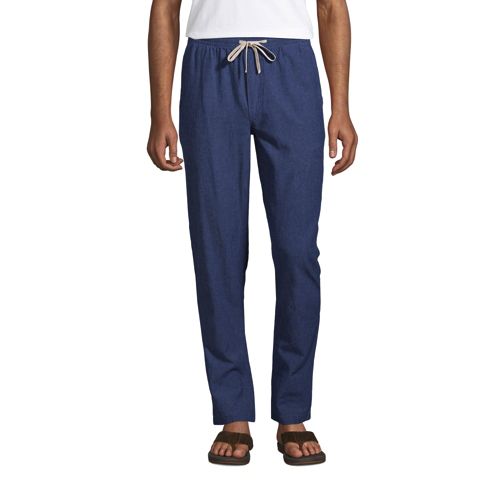 Pantalon en Coton et Lin Taille Elastiquée, Homme Stature Standard