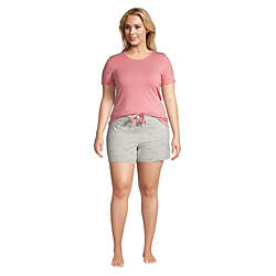 Women's Plus Size Knit Pajama Short Set Short Sleeve T-Shirt and Shorts, alternative image