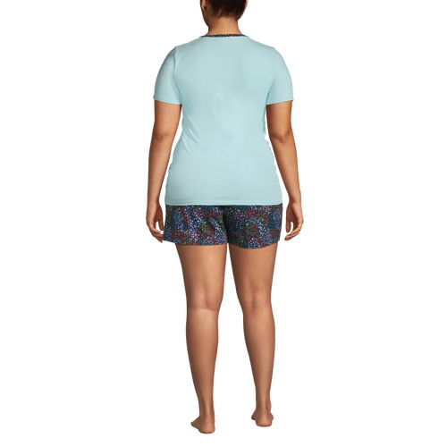 Women's Plus Size Knit Pajama Short Set Short Sleeve T-Shirt and Shorts, Back