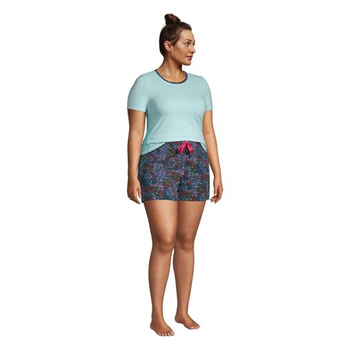 Women's Plus Size Knit Pajama Short Set Short Sleeve T-Shirt and Shorts, alternative image