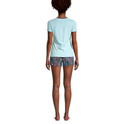 Women's Knit Pajama Short Set Short Sleeve T-Shirt and Shorts, Back