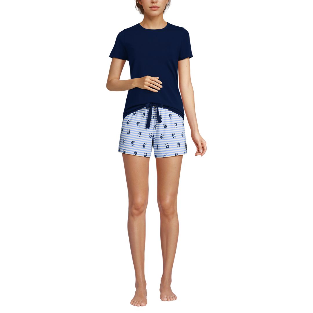 Women's Knit Pajama Short Set Short Sleeve T-Shirt and Shorts