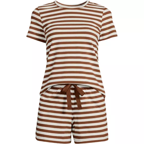 Women's Knit Pajama Short Set Short Sleeve T-Shirt and Shorts, Front
