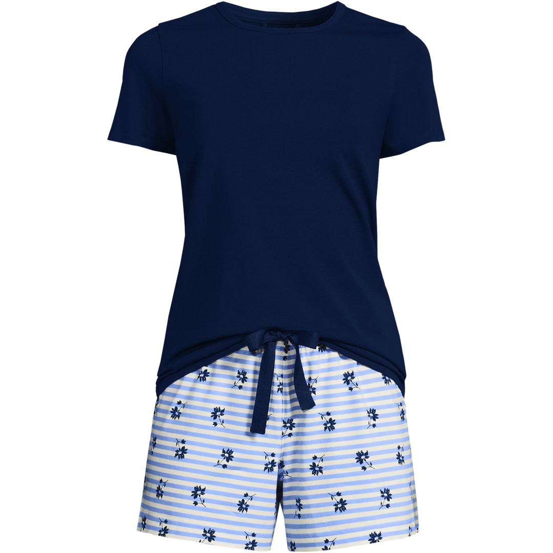 Women's Knit Pajama Short Set Short Sleeve T-Shirt and Shorts
