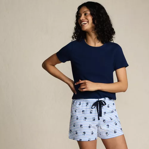 Women's Knit Pajama Short Set Short Sleeve T-Shirt and Shorts, alternative image