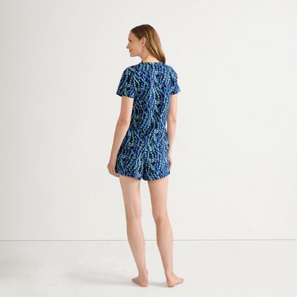 Women's Knit Pajama Short Set Short Sleeve T-Shirt and Shorts - image 1