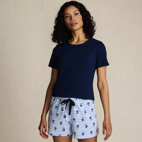 Women's Knit Pajama Short Set Short Sleeve T-Shirt and Shorts, Front