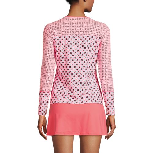 Women's Crew Neck Long Sleeve Rash Guard UPF 50 Sun Protection Modest Swim Tee - Secondary
