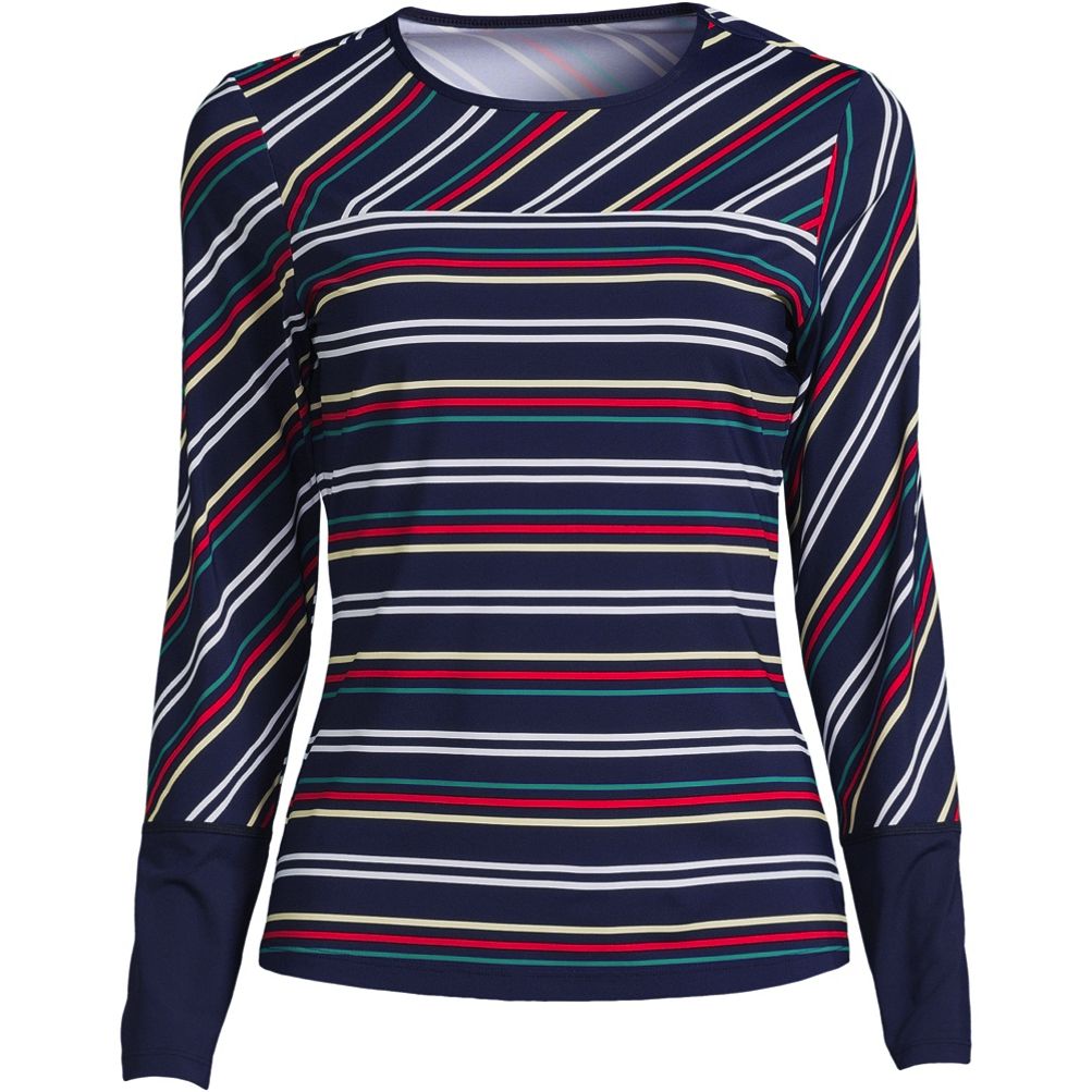 Women's Long Sleeve Rashguard UPF 50 Sun Protection Swimsuit Top Striped  Swim Shirts