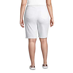 Women's Plus Size High Rise Pull On Bermuda Jean Shorts-Indigo, Back