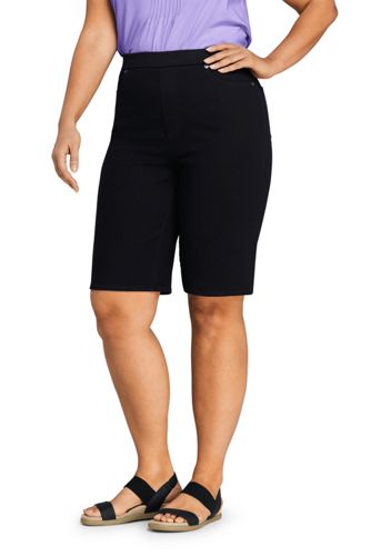 black jean bermuda shorts womens