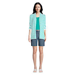 Women's Cotton Long Sleeve Open Cardigan Stripe Sweater, alternative image