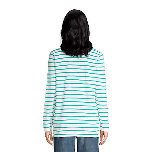 Women's Cotton Long Sleeve Open Cardigan Stripe Sweater - Secondary