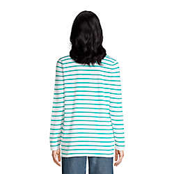 Women's Cotton Long Sleeve Open Cardigan Stripe Sweater, Back