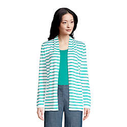 Women's Cotton Long Sleeve Open Cardigan Stripe Sweater, Front