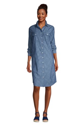 knee length denim shirt dress