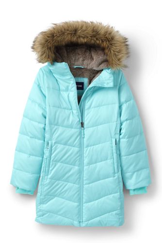 Lands End Girls Winter Fleece Lined Down Alternative ThermoPlume Coat