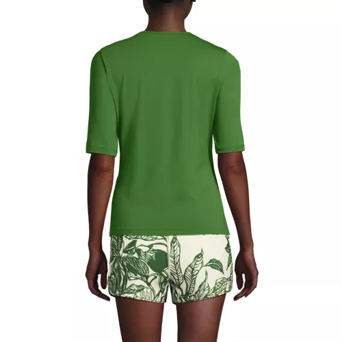 Women's SunShade UPF 50 Elbow Sleeve Rash Guard Swim Tee, Back