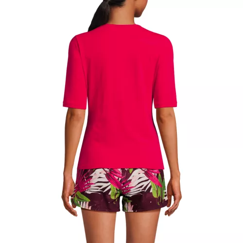 Women's SunShade UPF 50 Elbow Sleeve Rash Guard Swim Tee, Back