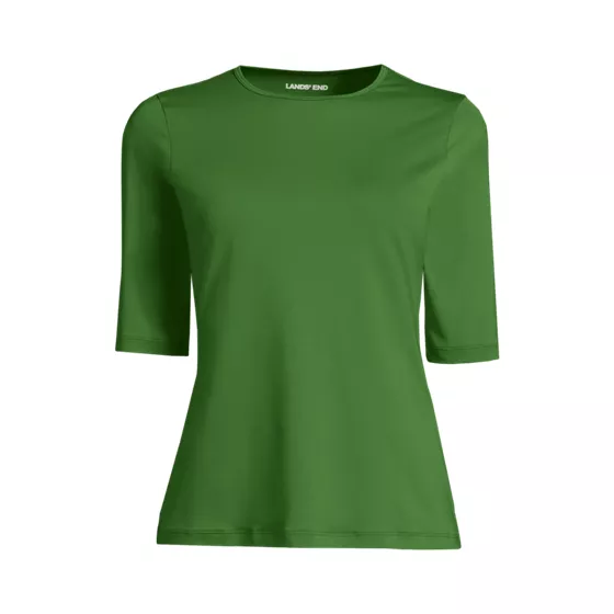 Women's Plus Size SunShade UPF 50 Elbow Sleeve Rash Guard Swim Tee - primary