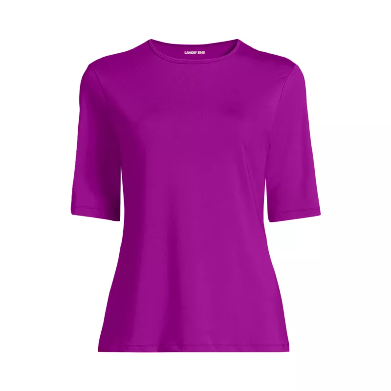 Women's SunShade UPF 50 Elbow Sleeve Rash Guard Swim Tee, Front