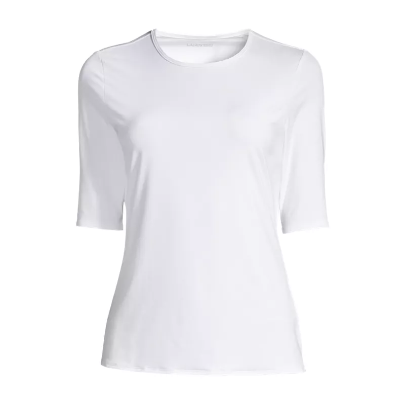 Women's Plus Size SunShade UPF 50 Elbow Sleeve Rash Guard Swim Tee, Front