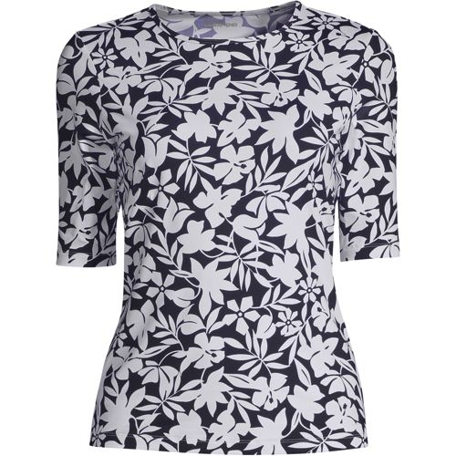 Lands' End Women's Upf 50 Full Coverage Floral Print High Neck