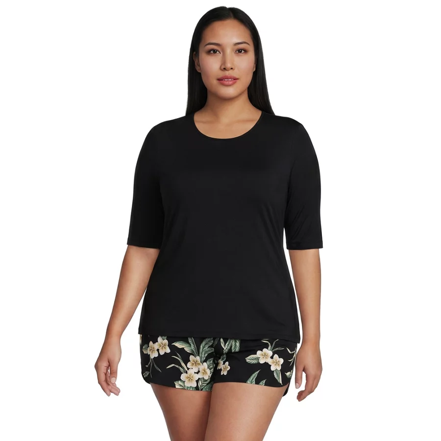 Women's Sunshade UPF 50 Elbow Sleeve Rash Guard Swim Tee view 5