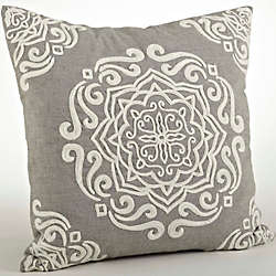 Saro Lifestyle Scroll Embroidered Decorative Throw Pillow, Front