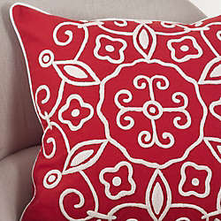 Saro Lifestyle Suzani Embroidery Decorative Throw Pillow, Front