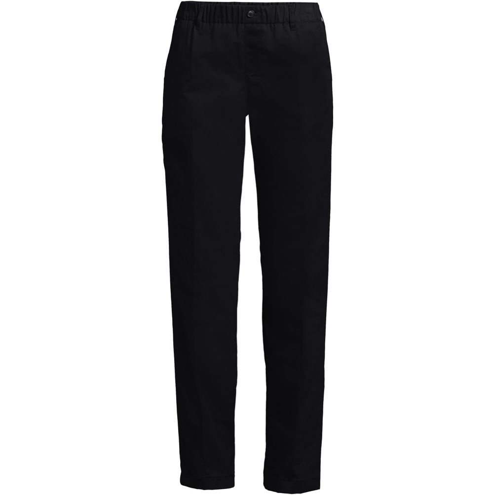 Lands' End Women's Mid Rise Slim Cargo Chino Pants - 10 - Black