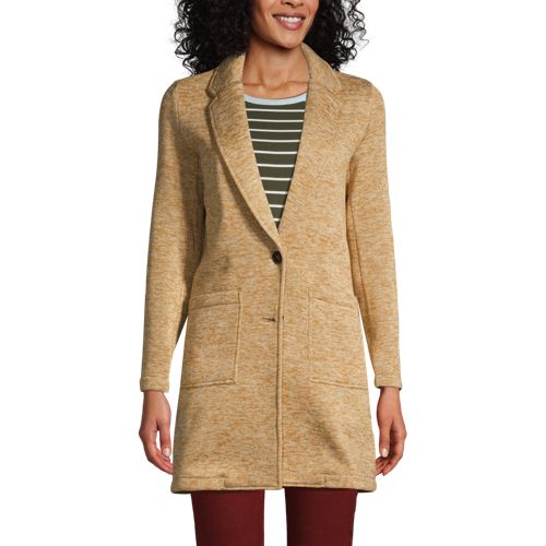 Fleece Coat, Women, Size: 8 Regular, Tan, Polyester, by Lands’ End