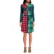 Women's Petite Cotton Flannel Long Sleeve Knee Length Shirt Dress, Front