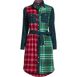 Women's Petite Cotton Flannel Long Sleeve Knee Length Shirt Dress, Front