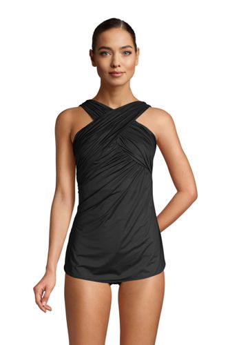 high neck skirted swimsuit