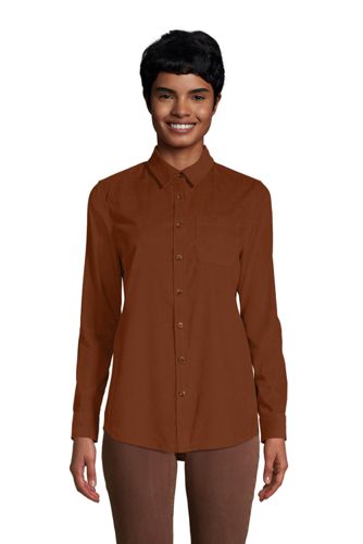 Women's Corduroy Roll-Sleeve Boyfriend Tunic Shirt