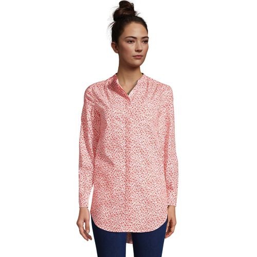 Women's Long Sleeve A-Line Cotton Tunic Blouse 