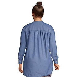 Women's Plus Size Cotton A-Line Long Sleeve Tunic Top, Back