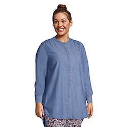 Women's Plus Size Cotton A-Line Long Sleeve Tunic Top, alternative image