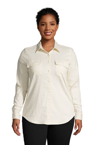 plus size stretch denim shirt