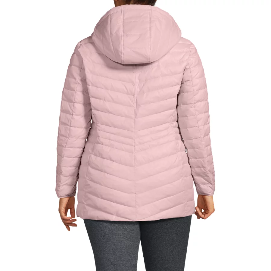 Women's Plus Size Wanderweight Ultralight Packable Hooded Long Down Jacket view 3